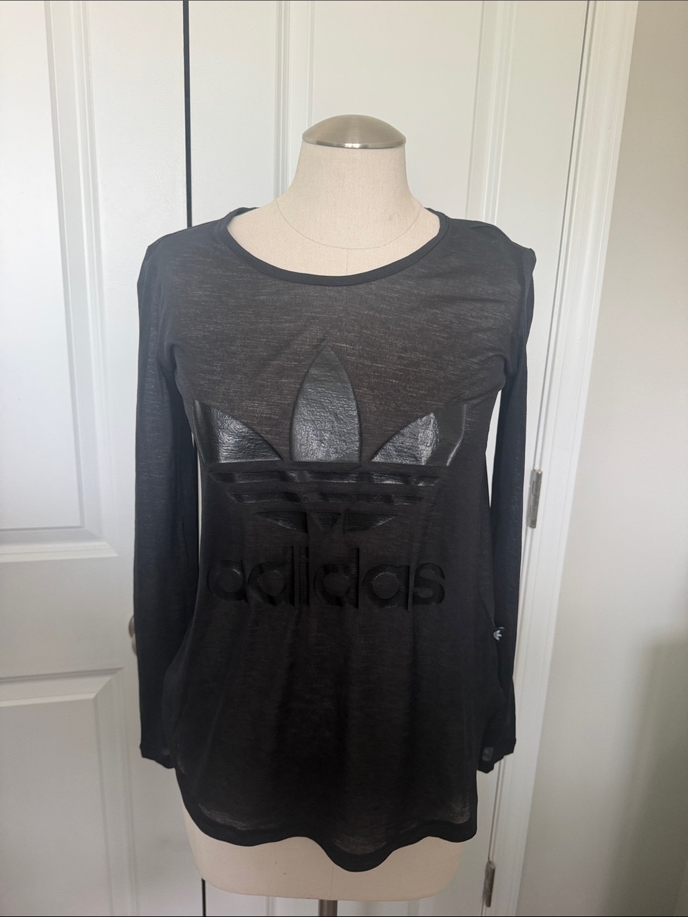 adidas Women's Black Long Sleeve Trefoil Top